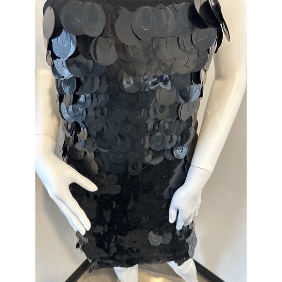 Poleci Black Sequin Mini Dress Multi-Strap Womens Sleeveless Size 4 - Picture 4 of 13